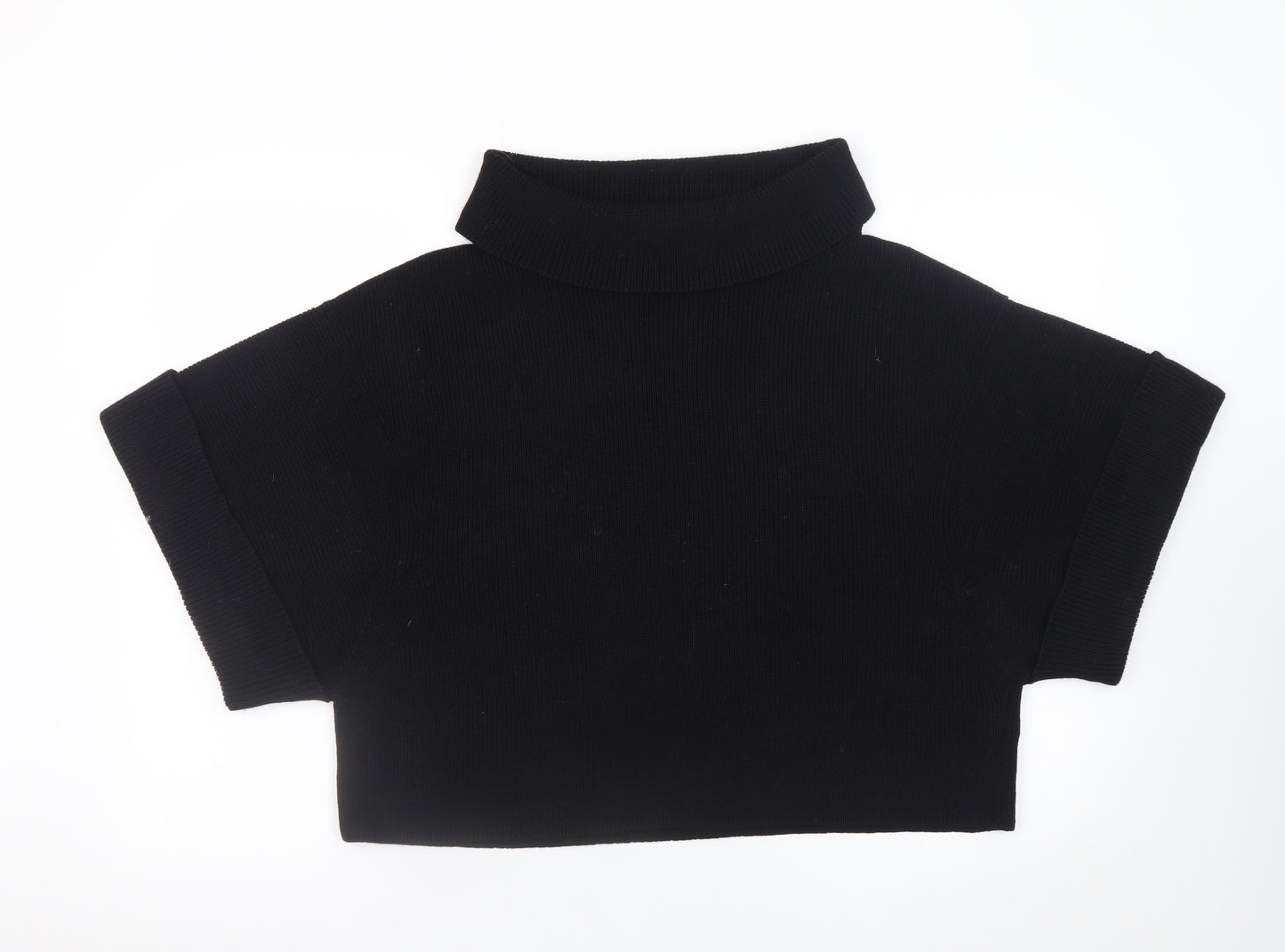 COS Womens Black Wool Roll Neck Short Sleeve Relaxed Jumper Size 12