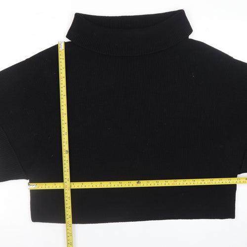 COS Womens Black Wool Roll Neck Short Sleeve Relaxed Jumper Size 12
