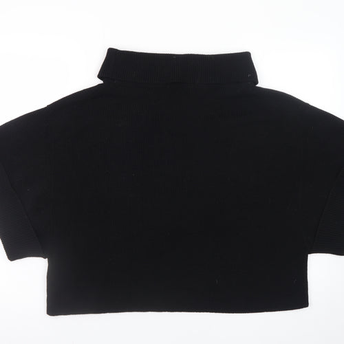 COS Womens Black Wool Roll Neck Short Sleeve Relaxed Jumper Size 12