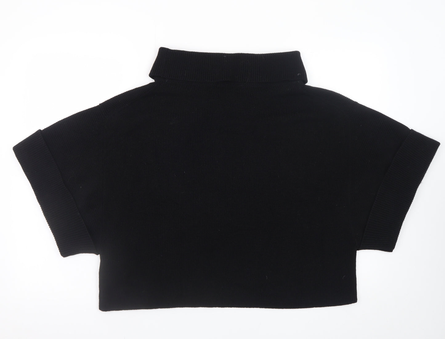 COS Womens Black Wool Roll Neck Short Sleeve Relaxed Jumper Size 12