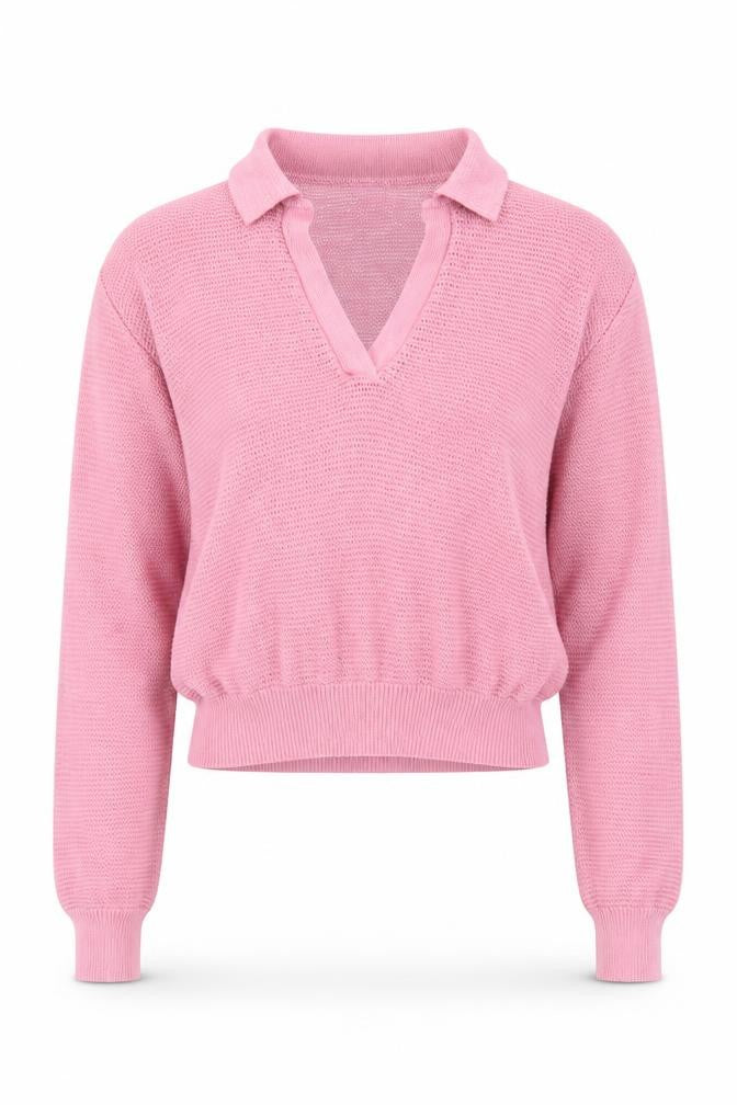 United Colors of Benetton Women’s Pink V-Neck Cotton Knit Jumper XS