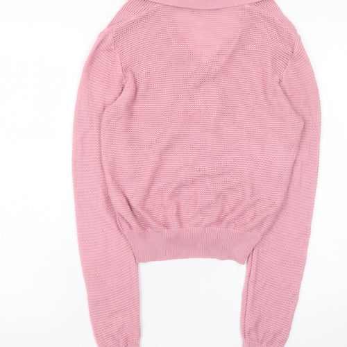 United Colors of Benetton Women’s Pink V-Neck Cotton Knit Jumper XS