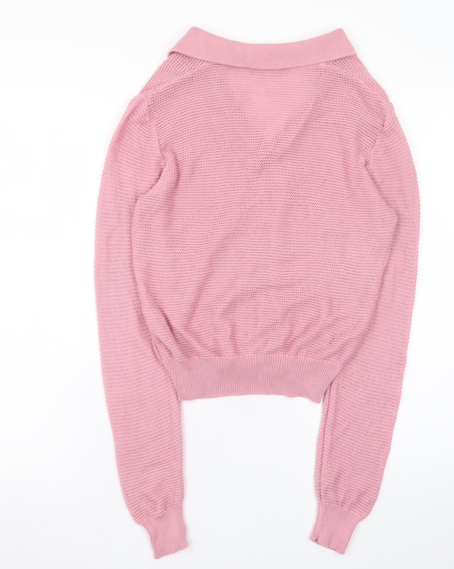 United Colors of Benetton Women’s Pink V-Neck Cotton Knit Jumper XS