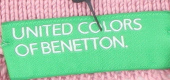 United Colors of Benetton Women’s Pink V-Neck Cotton Knit Jumper XS