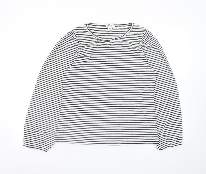 Dorothy Perkins Women’s Black Striped Long Sleeve Cotton T-Shirt Size L