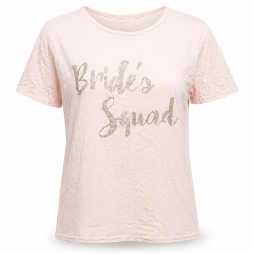 Boohoo Women's Pink Bride's Squad Cotton T-Shirt Size 12