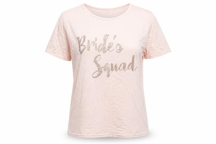 Boohoo Women's Pink Bride's Squad Cotton T-Shirt Size 12