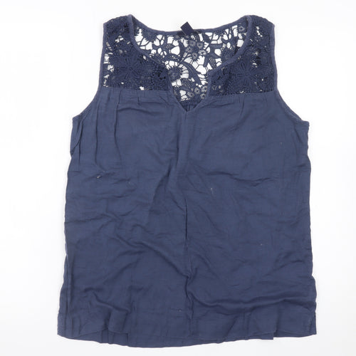 Gap Women’s Blue Lace Yoke Cotton Tank Top Size M