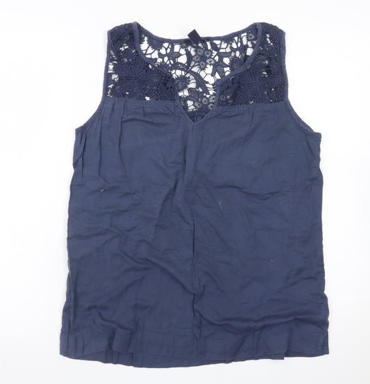 Gap Women’s Blue Lace Yoke Cotton Tank Top Size M