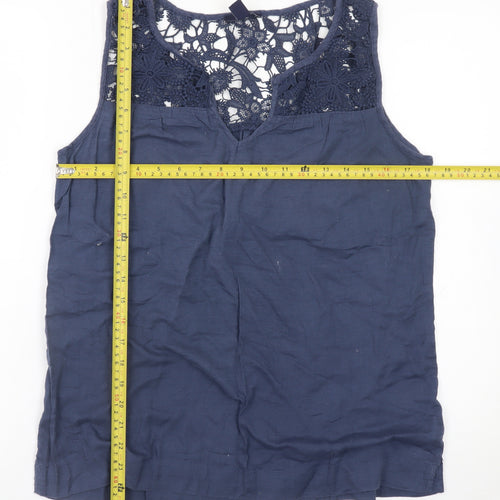 Gap Women’s Blue Lace Yoke Cotton Tank Top Size M