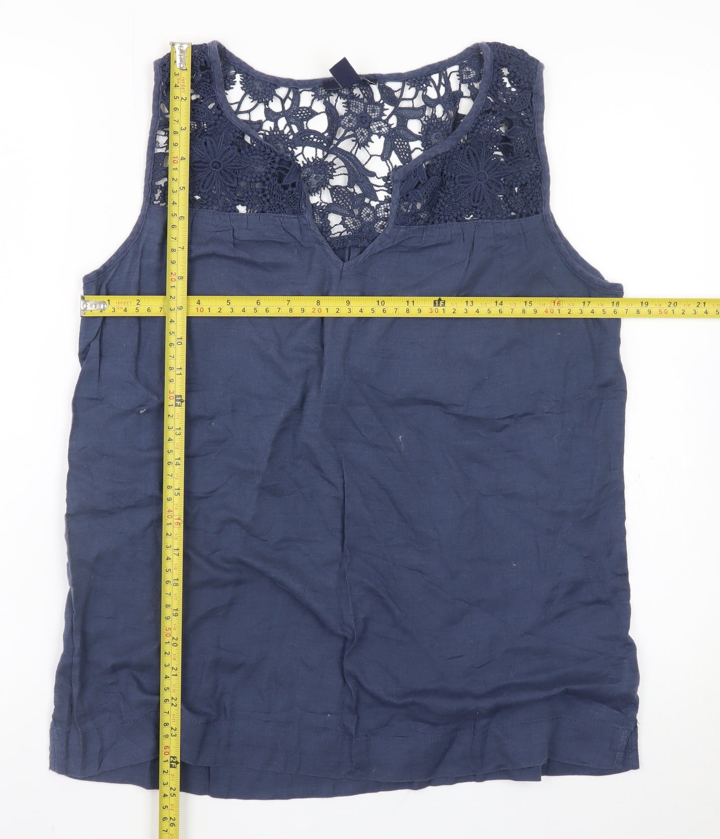Gap Women’s Blue Lace Yoke Cotton Tank Top Size M