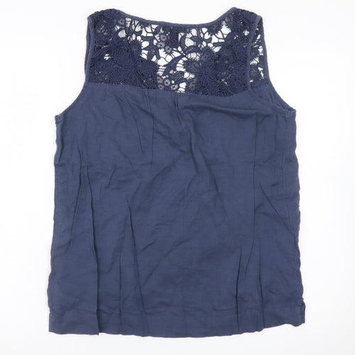 Gap Women’s Blue Lace Yoke Cotton Tank Top Size M
