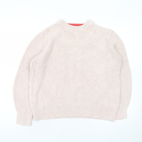 Marks and Spencer Women’s Beige Cotton Cable-Knit Mock Neck Jumper M