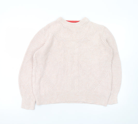 Marks and Spencer Women’s Beige Cotton Cable-Knit Mock Neck Jumper M
