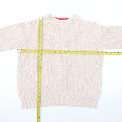 Marks and Spencer Women’s Beige Cotton Cable-Knit Mock Neck Jumper M