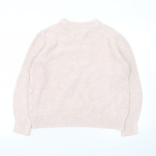 Marks and Spencer Women’s Beige Cotton Cable-Knit Mock Neck Jumper M
