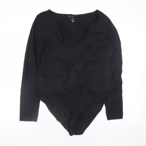 New Look Women's Black V-Neck Long Sleeve Bodysuit Size 18