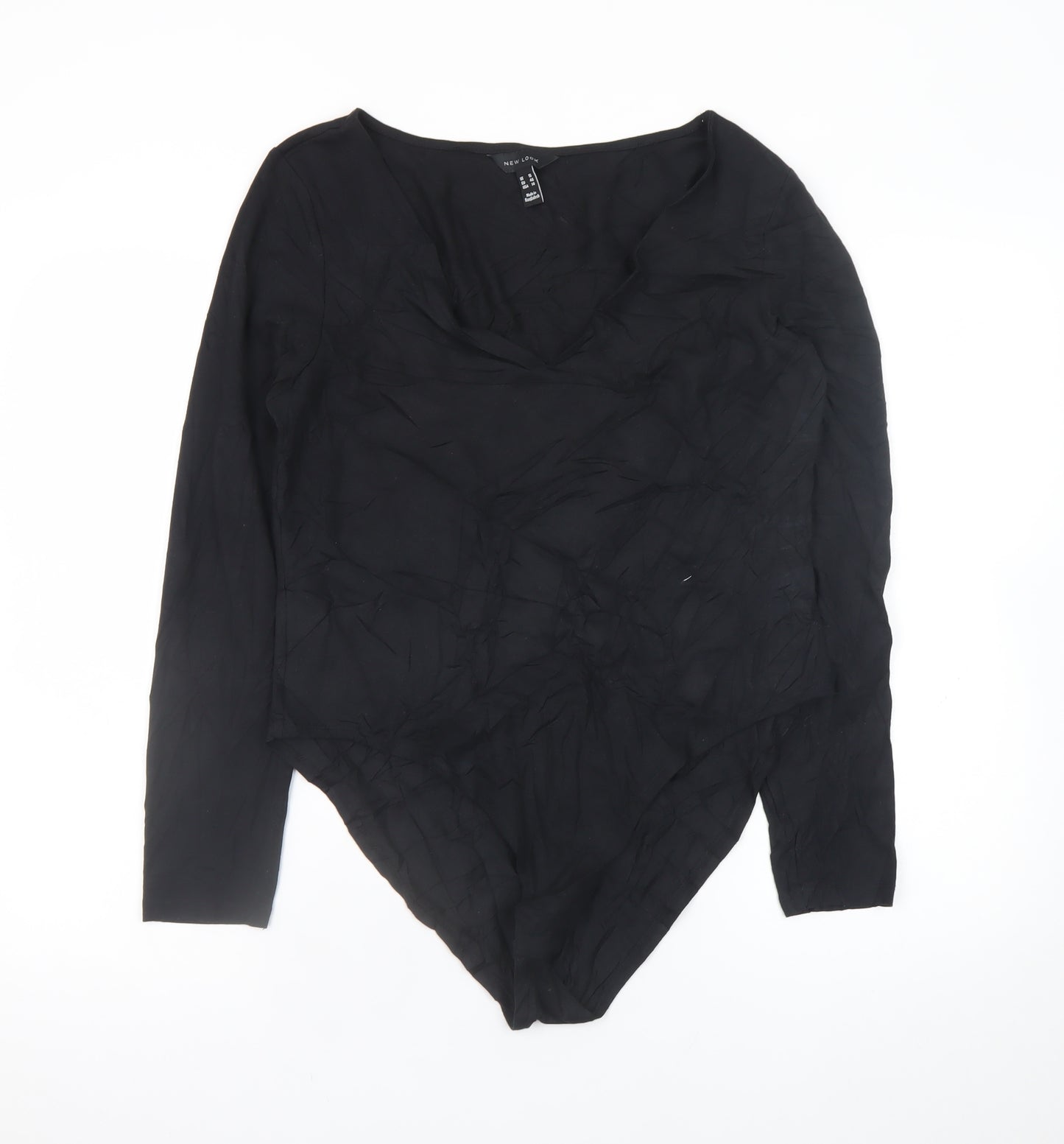 New Look Women's Black V-Neck Long Sleeve Bodysuit Size 18