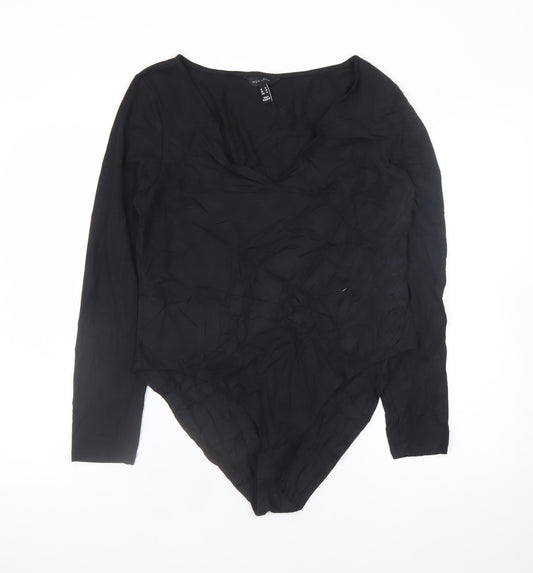 New Look Women's Black V-Neck Long Sleeve Bodysuit Size 18