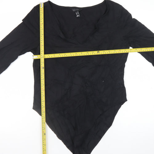 New Look Women's Black V-Neck Long Sleeve Bodysuit Size 18