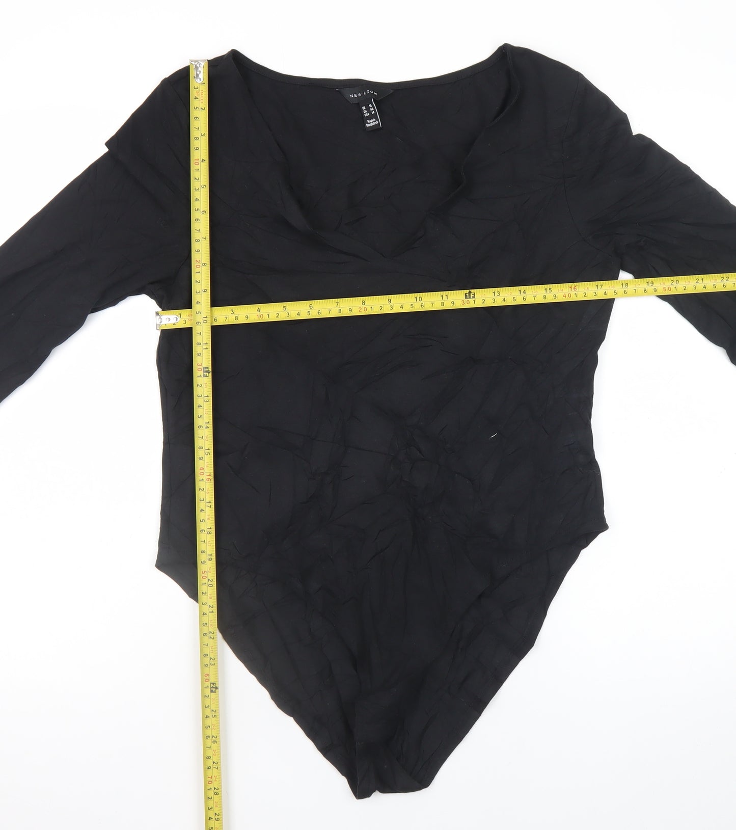 New Look Women's Black V-Neck Long Sleeve Bodysuit Size 18