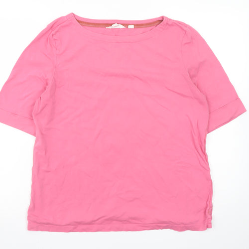 White Stuff Women’s Pink 100% Cotton Basic Short Sleeve T-Shirt UK 16