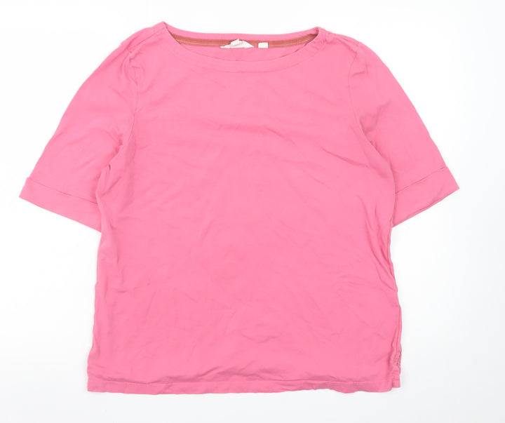 White Stuff Women’s Pink 100% Cotton Basic Short Sleeve T-Shirt UK 16