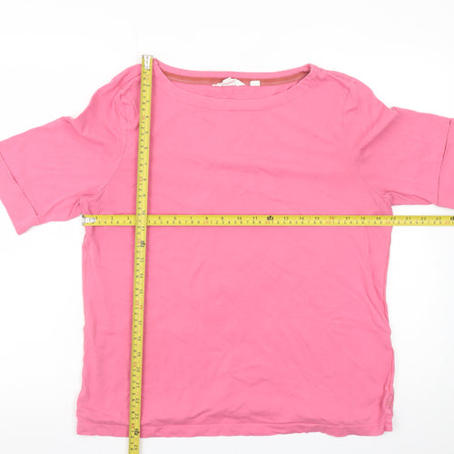 White Stuff Women’s Pink 100% Cotton Basic Short Sleeve T-Shirt UK 16