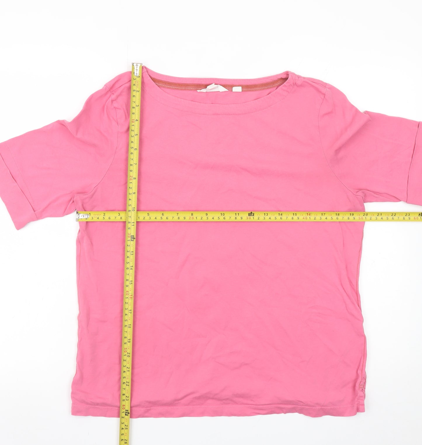 White Stuff Women’s Pink 100% Cotton Basic Short Sleeve T-Shirt UK 16