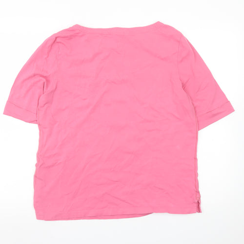 White Stuff Women’s Pink 100% Cotton Basic Short Sleeve T-Shirt UK 16