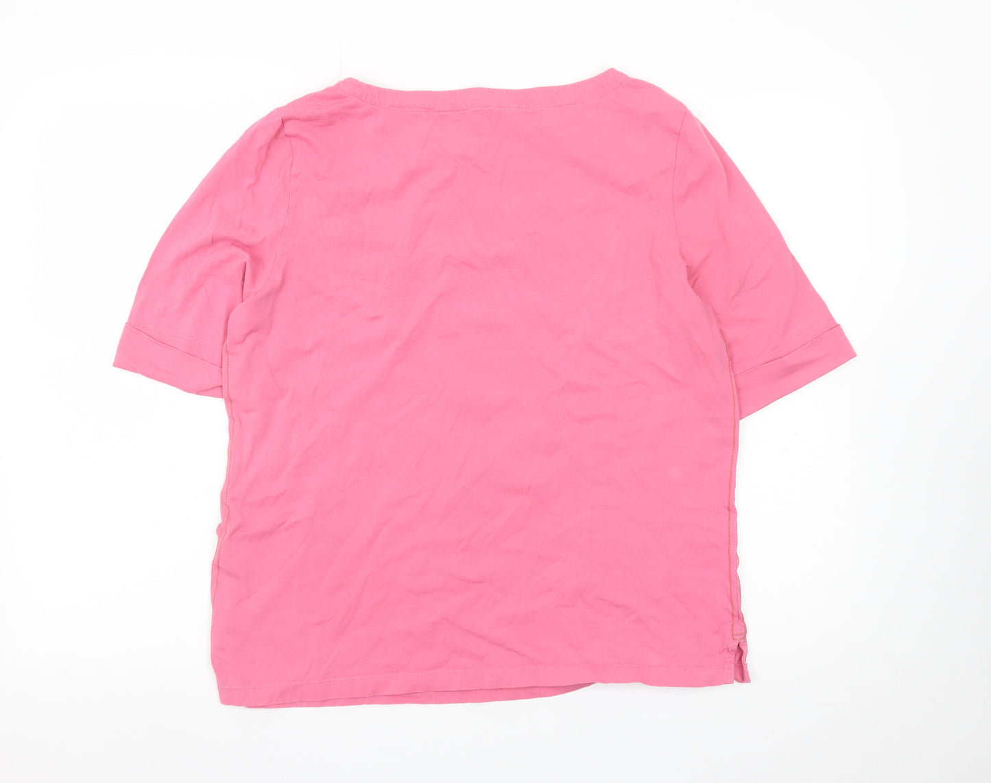 White Stuff Women’s Pink 100% Cotton Basic Short Sleeve T-Shirt UK 16