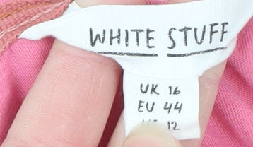 White Stuff Women’s Pink 100% Cotton Basic Short Sleeve T-Shirt UK 16