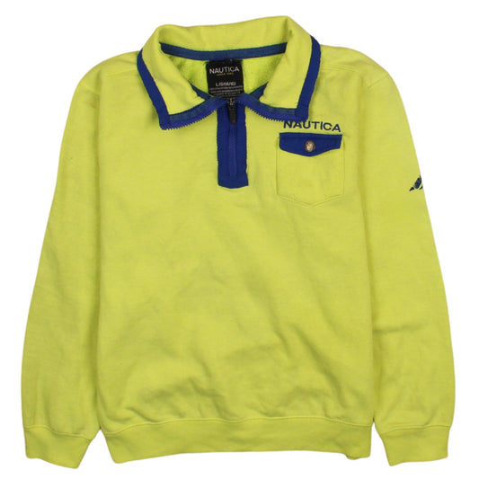 Nautica Teens Yellow Half Zip Sweatshirt L 14/16 Cotton Blend