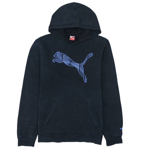 Puma Boys Black Hoodie Size 16 Pullover Fleece Graphic Logo Sweatshirt