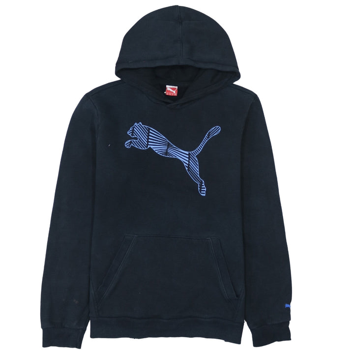Puma Boys Black Hoodie Size 16 Pullover Fleece Graphic Logo Sweatshirt