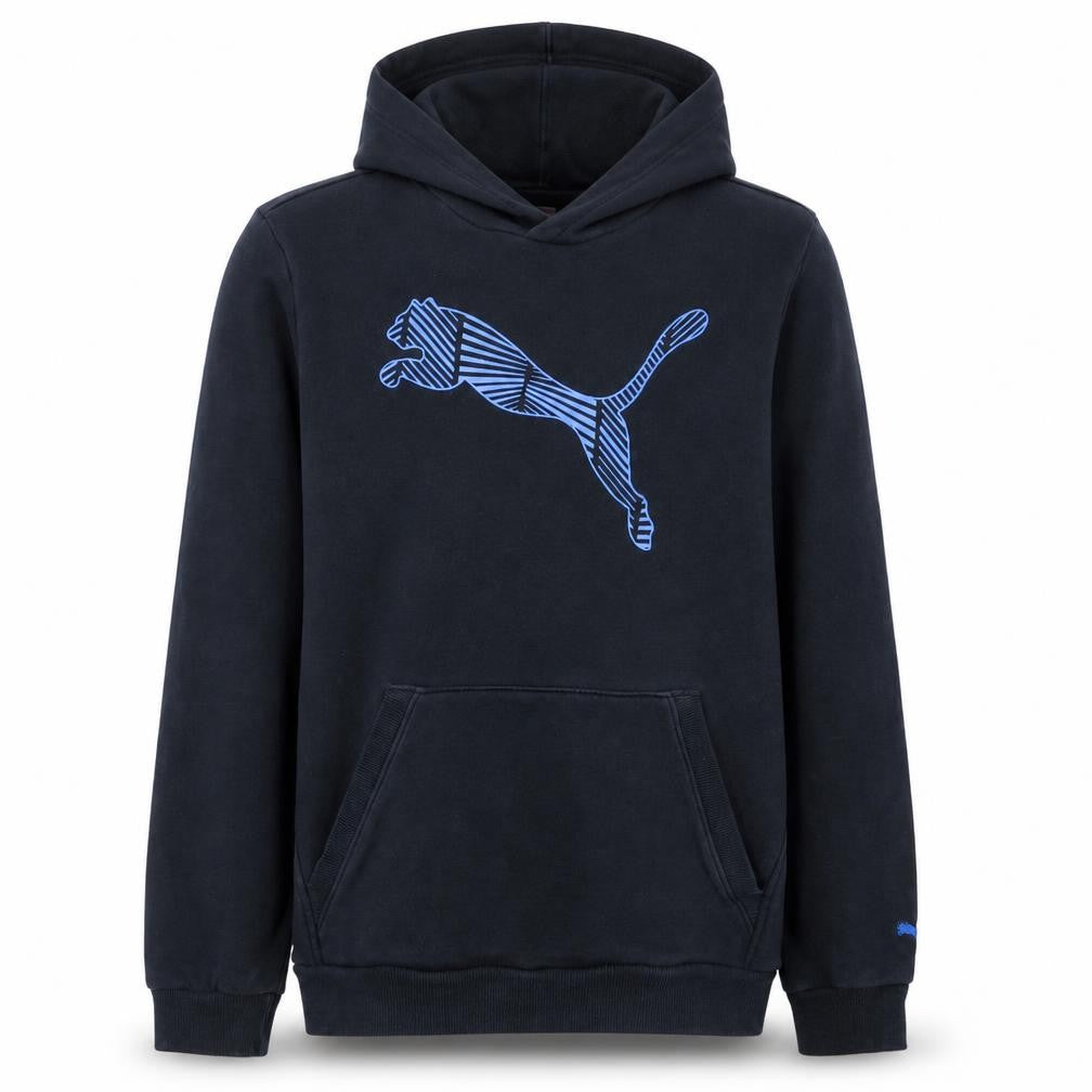 Puma Boys Black Hoodie Size 16 Pullover Fleece Graphic Logo Sweatshirt