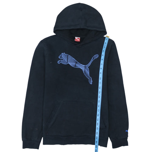 Puma Boys Black Hoodie Size 16 Pullover Fleece Graphic Logo Sweatshirt