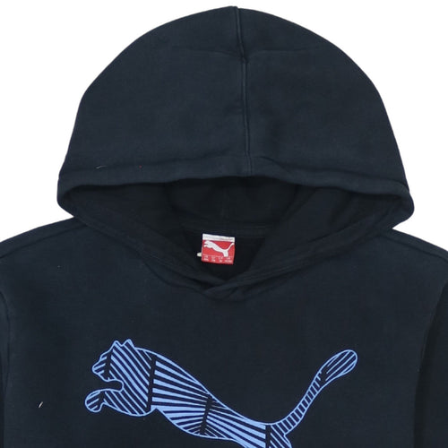Puma Boys Black Hoodie Size 16 Pullover Fleece Graphic Logo Sweatshirt