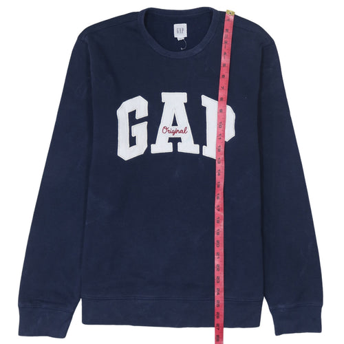 GAP Men's Blue Logo Pullover Sweatshirt Size M Crew Neck Fleece