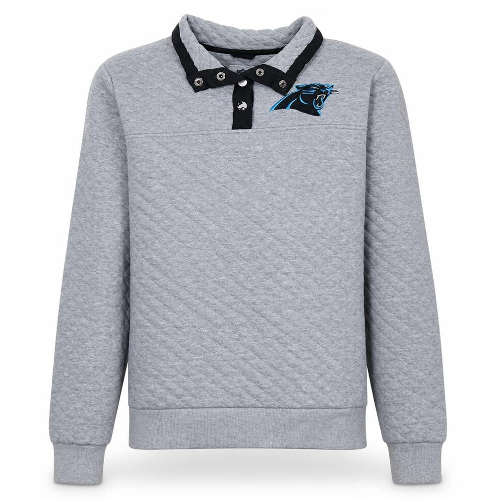Front view of NFL Team Apparel Grey Henley Sweatshirt unisex adults l collared logo