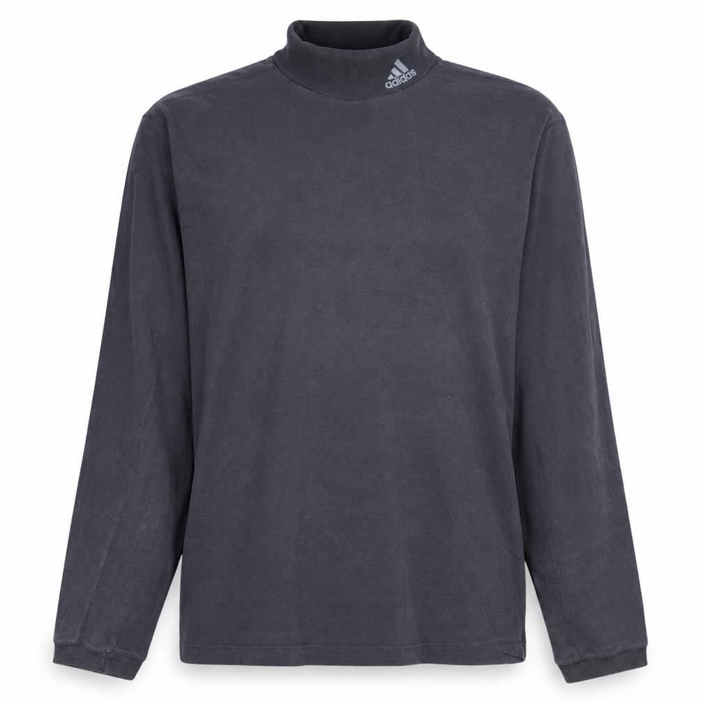 Front view of Adidas Men's Grey Mock Neck Long Sleeve Pullover Sweatshirt L