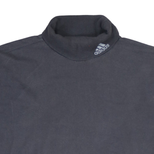 Adidas Men's Grey Mock Neck Long Sleeve Pullover Sweatshirt L