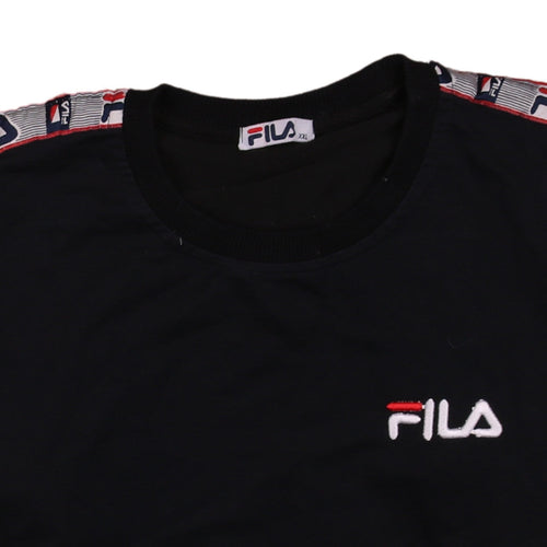 FILA Men's Black 2XL Crew Neck Pullover Sweatshirt with Logo