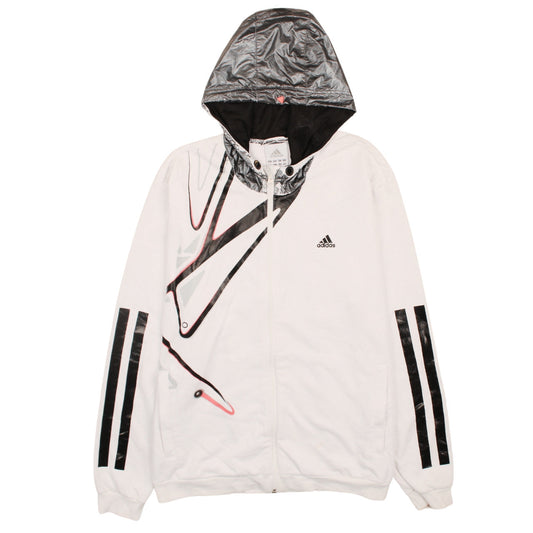 adidas Men's White Full Zip Graphic Hoodie Size L Sports Style