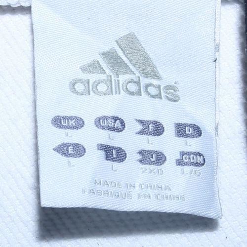 adidas Men's White Full Zip Graphic Hoodie Size L Sports Style