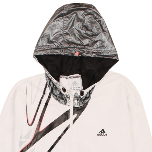 adidas Men's White Full Zip Graphic Hoodie Size L Sports Style