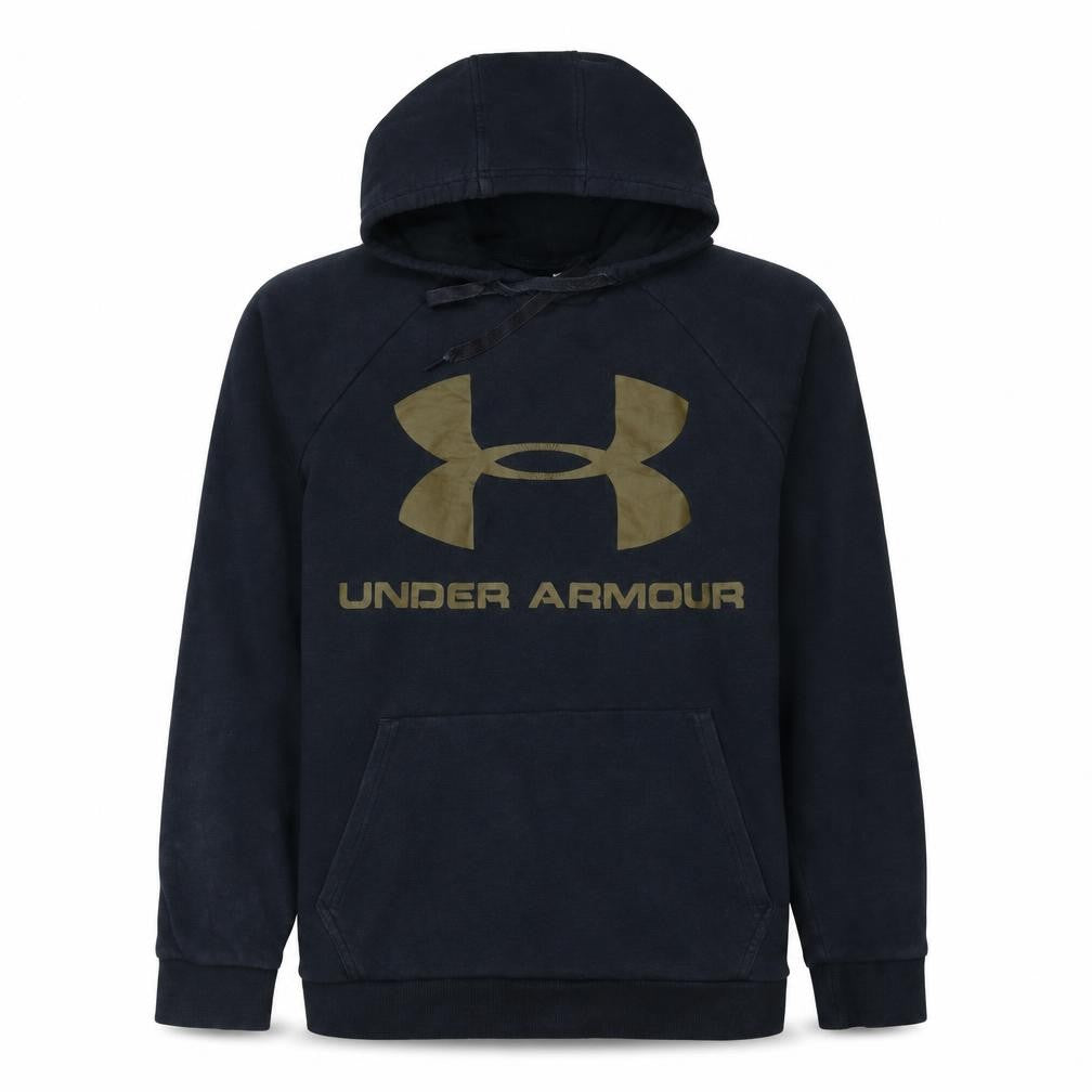 Front view of Under Armour Men's Black Pullover Hoodie Medium Sports Fleece
