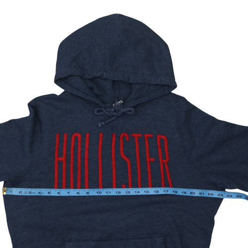 Hollister Men's Blue Pullover Hoodie L Logo Fleece Sweatshirt