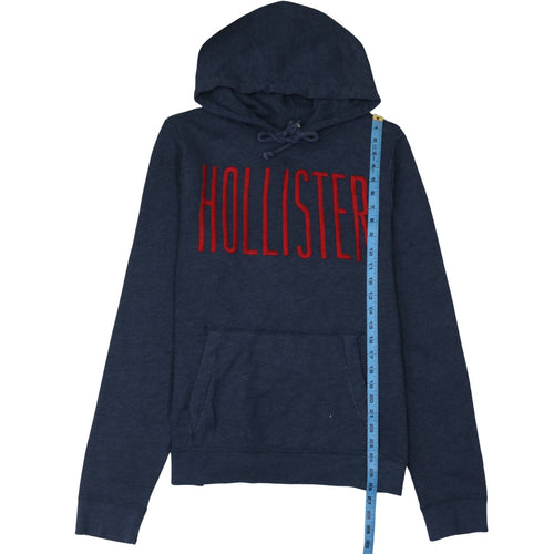 Hollister Men's Blue Pullover Hoodie L Logo Fleece Sweatshirt