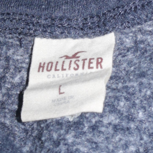 Hollister Men's Blue Pullover Hoodie L Logo Fleece Sweatshirt